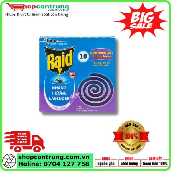 Nhang diệt muỗi Raid hương lavender