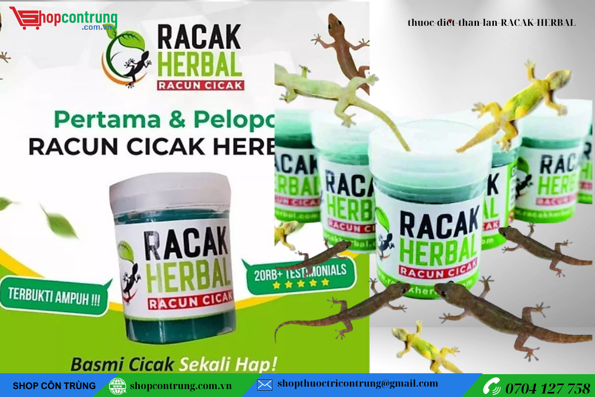 Thuốc (Gel) diệt Thằn Lằn, Thạch Sùng RACAK HERBAL 20gr - An toàn - Hiệu Quả - Nhập khẩu Indonesia